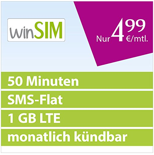 Immer noch zu haben: 50 Freiminuten, SMS-Flat, 1GB LTE im o2-Netz monatlich kündbar für nur 4,99 € pro Monat